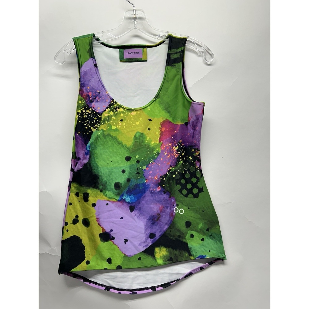 Loony Legs Women's Md Geometric Polyester Blend Mulitcolor Medium Tank Top (F3)